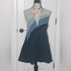 Free People Pastel Chambray Mystic Combo Dress XS